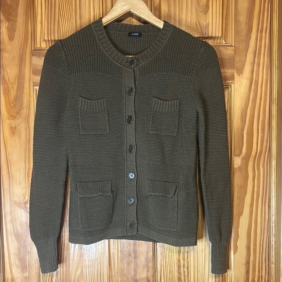 J.Crew Olive Green Knit Cardigan - Picture 1 of 10